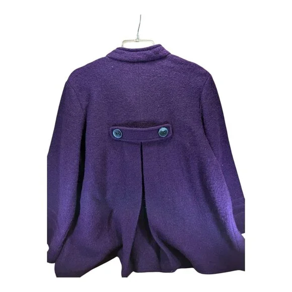 Ruby Rd. Wool Coat Women M Jacket Coat Purple Black Button Accent Pleat Back - Picture 8 of 11